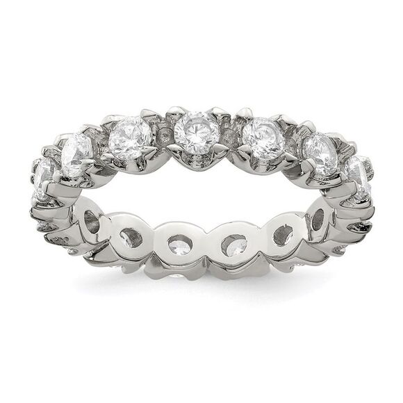 Kazi Luxury Sterling Silver Rhodium-plated CZ Eternity Ring